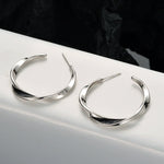 925 Sterling Silver Mobius Twisted Open Hoop Earrings 40400146