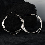 925 Sterling Silver Mobius Twisted Open Hoop Earrings 40400146