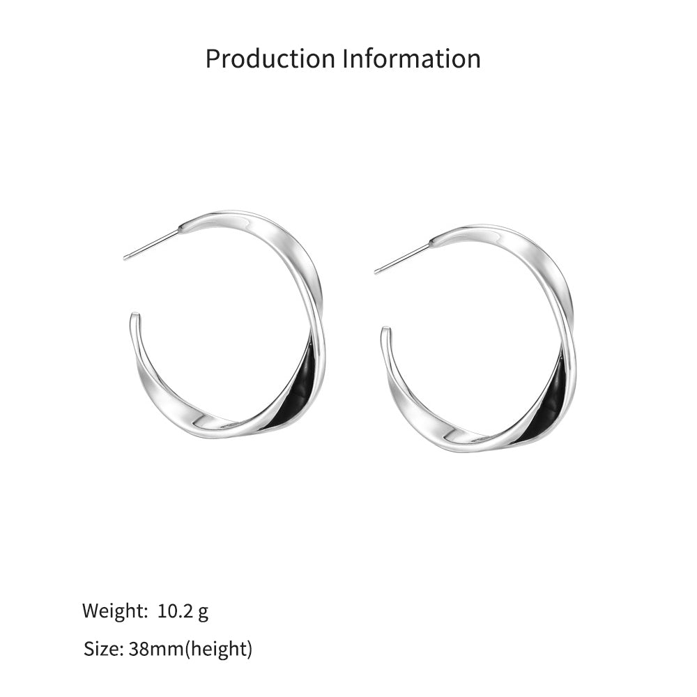 925 Sterling Silver Mobius Twisted Open Hoop Earrings 40400146