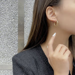925 Sterling Silver Textured Molten C-Shape Hoop Earrings 40400150