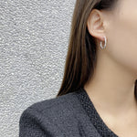925 Sterling Silver Textured Molten C-Shape Hoop Earrings 40400150