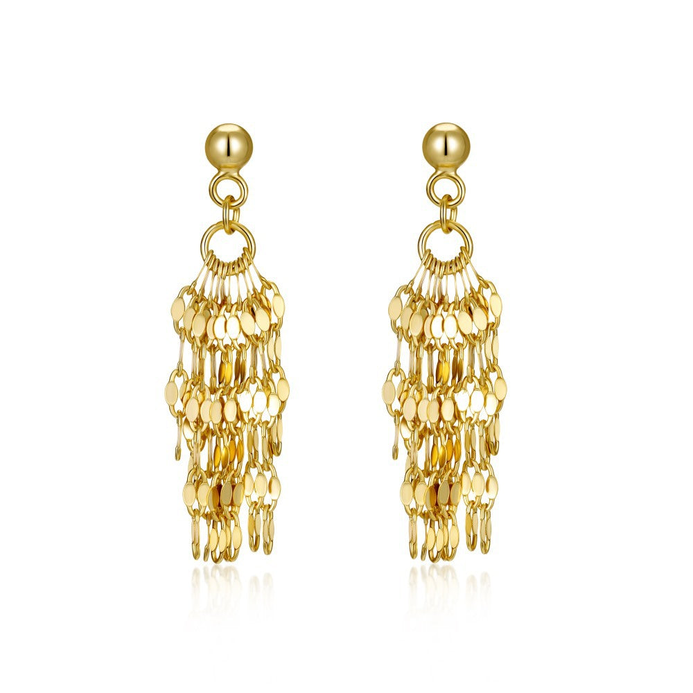925 Sterling Silver Disc Fringe Dangle Earrings 40400152