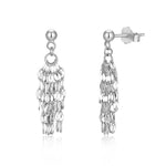 925 Sterling Silver Disc Fringe Dangle Earrings 40400152