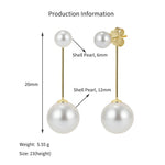 925 Sterling Silver Double Shell Pearl Linear Drop Earrings 40500079