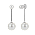 925 Sterling Silver Double Shell Pearl Linear Drop Earrings 40500079