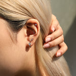 925 Sterling Silver Three Bead Cluster Flat Back Cartilage Stud 40600024