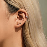 925 Sterling Silver Three Bead Cluster Flat Back Cartilage Stud 40600024