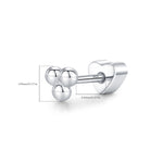 925 Sterling Silver Three Bead Cluster Flat Back Cartilage Stud 40600024