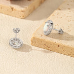 925 Sterling Silver Oval Halo Synthetic Opal Stud Earrings 40700046