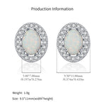 925 Sterling Silver Oval Halo Synthetic Opal Stud Earrings 40700046