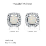 925 Sterling Silver Square Halo Synthetic Opal Stud Earrings 40700047