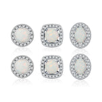 925 Sterling Silver Halo Lab Created Opal Stud Earrings 40700048