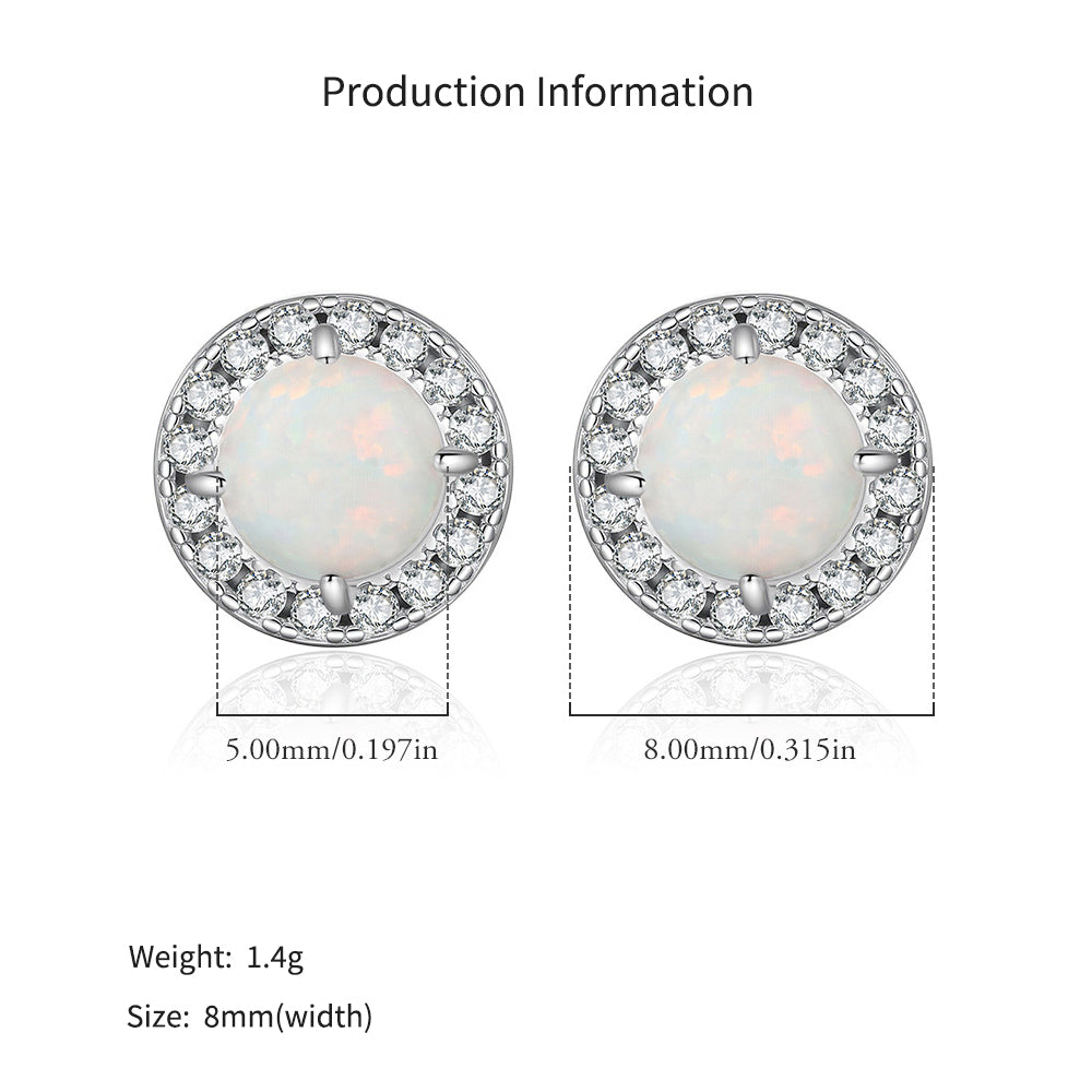 925 Sterling Silver Halo Lab Created Opal Stud Earrings 40700048