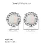 925 Sterling Silver Halo Lab Created Opal Stud Earrings 40700048