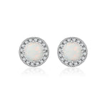 925 Sterling Silver Halo Lab Created Opal Stud Earrings 40700048