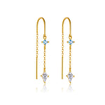 925 Sterling Silver Geometric Kite CZ Tassel Threader Earrings 50500010