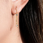 925 Sterling Silver Geometric Kite CZ Tassel Threader Earrings 50500010