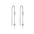 925 Sterling Silver Geometric Kite CZ Tassel Threader Earrings 50500010