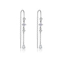 925 Sterling Silver Geometric CZ Tassel Threader Earrings 50500011
