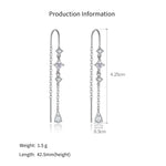 925 Sterling Silver Geometric CZ Tassel Threader Earrings 50500011