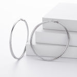 925 Sterling Silver Textured Statement Large Hoop Earrings 60200316