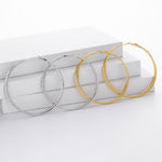 925 Sterling Silver Textured Statement Large Hoop Earrings 60200316