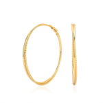 925 Sterling Silver Textured Statement Large Hoop Earrings 60200316
