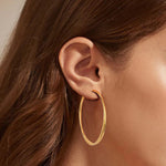 925 Sterling Silver Textured Statement Large Hoop Earrings 60200316