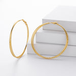 925 Sterling Silver Textured Statement Large Hoop Earrings 60200316