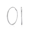 925 Sterling Silver Textured Statement Large Hoop Earrings 60200316