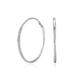 925 Sterling Silver Textured Statement Large Hoop Earrings 60200316