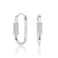 925 Sterling Silver Paperclip Pavé Zircon Huggie Earrings 60200321