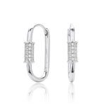925 Sterling Silver Paperclip Pavé Zircon Huggie Earrings 60200321