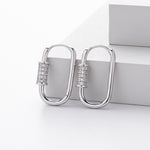 925 Sterling Silver Paperclip Pavé Zircon Huggie Earrings 60200321