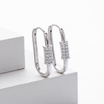 925 Sterling Silver Paperclip Pavé Zircon Huggie Earrings 60200321
