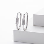 925 Sterling Silver Paperclip Pavé Zircon Huggie Earrings 60200321