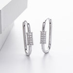 925 Sterling Silver Paperclip Pavé Zircon Huggie Earrings 60200321