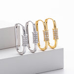 925 Sterling Silver Paperclip Pavé Zircon Huggie Earrings 60200321