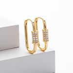 925 Sterling Silver Paperclip Pavé Zircon Huggie Earrings 60200321