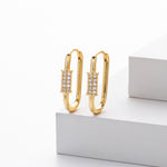 925 Sterling Silver Paperclip Pavé Zircon Huggie Earrings 60200321
