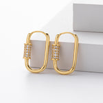 925 Sterling Silver Paperclip Pavé Zircon Huggie Earrings 60200321