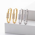 925 Sterling Silver Paperclip Pavé Zircon Huggie Earrings 60200321