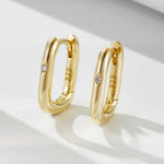 925 Sterling Silver Minimalist U-Shape Zircon Huggie Earrings 60200325
