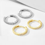 925 Sterling Silver Classic Zircon Huggie Hoop Earrings 60200328