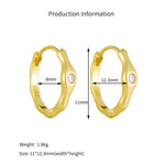 925 Sterling Silver Irregular Geometric Zircon Huggie Hoop Earrings 60200330