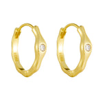 925 Sterling Silver Irregular Geometric Zircon Huggie Hoop Earrings 60200330