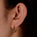 925 Sterling Silver Irregular Geometric Zircon Huggie Hoop Earrings 60200330