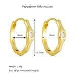 925 Sterling Silver Irregular Geometric Zircon Huggie Hoop Earrings 60200330