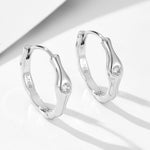 925 Sterling Silver Irregular Geometric Zircon Huggie Hoop Earrings 60200330