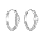 925 Sterling Silver Irregular Geometric Zircon Huggie Hoop Earrings 60200330